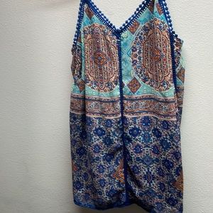 Strappy blouse blue green blouse